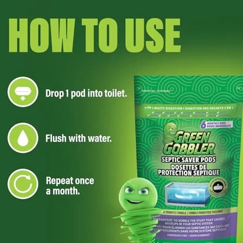 Green Gobbler Septic Saver Pods 72 Count (2.87 kg / 6.32 lb) | Natural Bacteria for Septic System Maintenance thumbnail 7