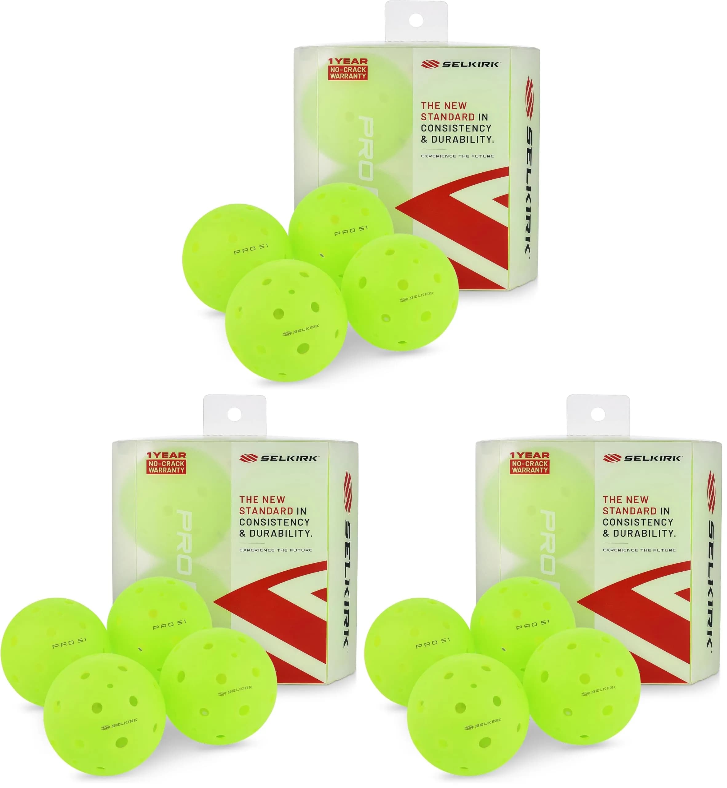 Selkirk Sport Pro S1 Outdoor Pickleball Balls | 12 Pack | USAPA Approved — yellow