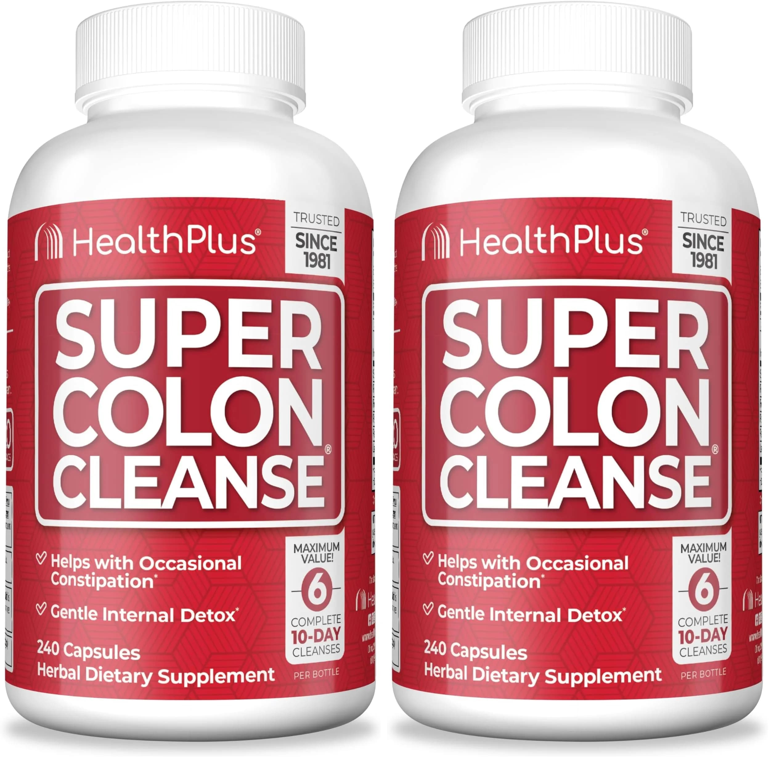 Health Plus Super Colon Cleanse Gentle Gut Cleanse Detox 240 Capsules (Pack of 2)