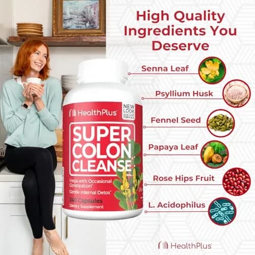 Health Plus Super Colon Cleanse Gentle Gut Cleanse Detox 240 Capsules (Pack of 2) thumbnail 6