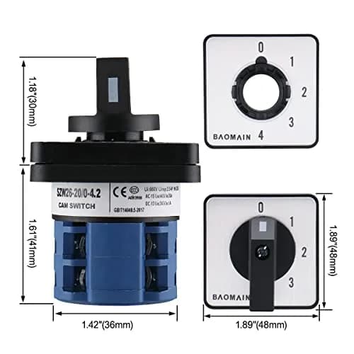 Baomain 20A 660V 5-Position Rotary Selector Switch | Pack of 2 thumbnail 3