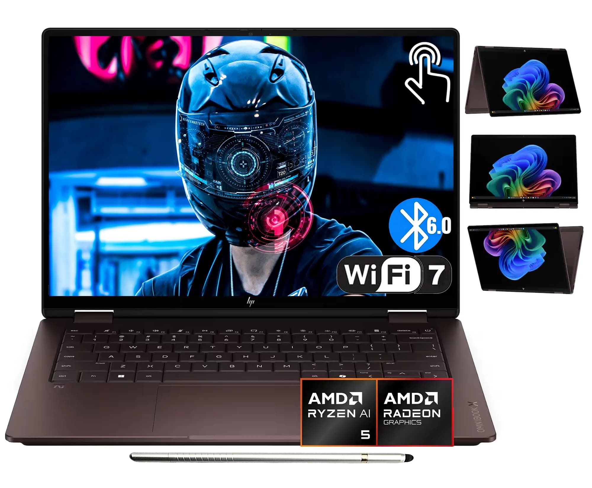 HP OmniBook X Flip 2-in-1 AI Laptop 14" 2K OLED Touchscreen | AMD Ryzen AI 5 430, 16GB LPDDR5X, 512GB SSD, Wi-Fi 7, Win11 — 16GB | 512GB SSD