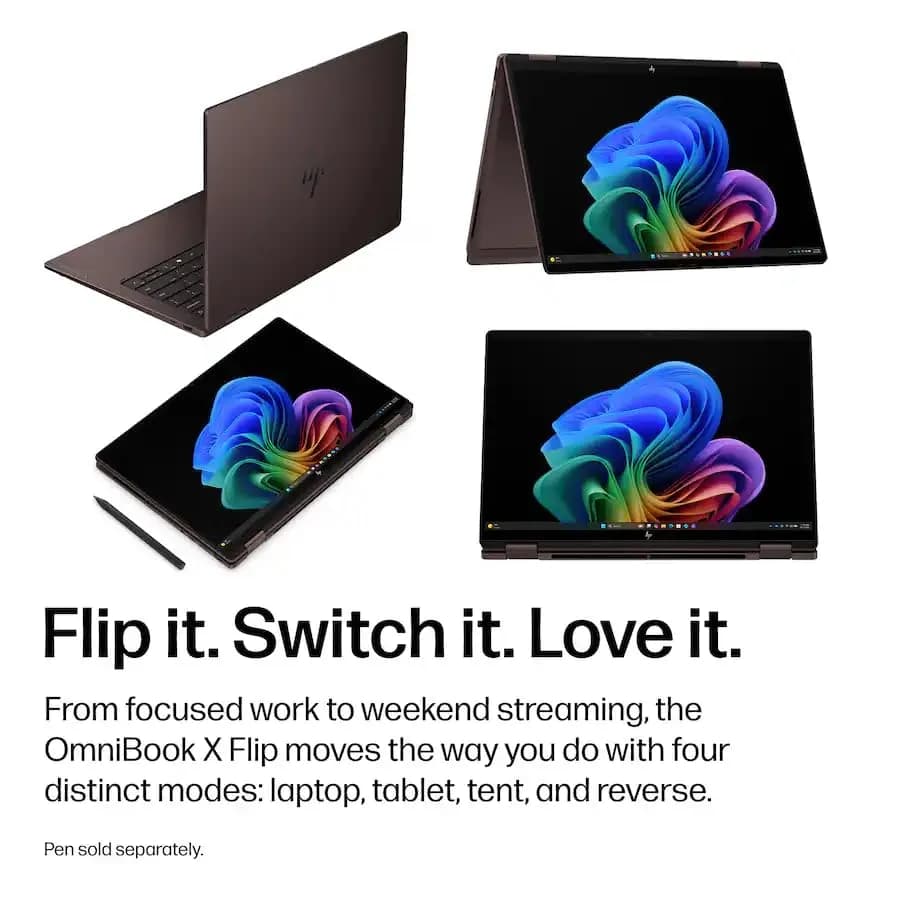 HP OmniBook X Flip 2-in-1 AI Laptop 14" 2K OLED Touchscreen | AMD Ryzen AI 5 430, 16GB LPDDR5X, 512GB SSD, Wi-Fi 7, Win11 thumbnail 5