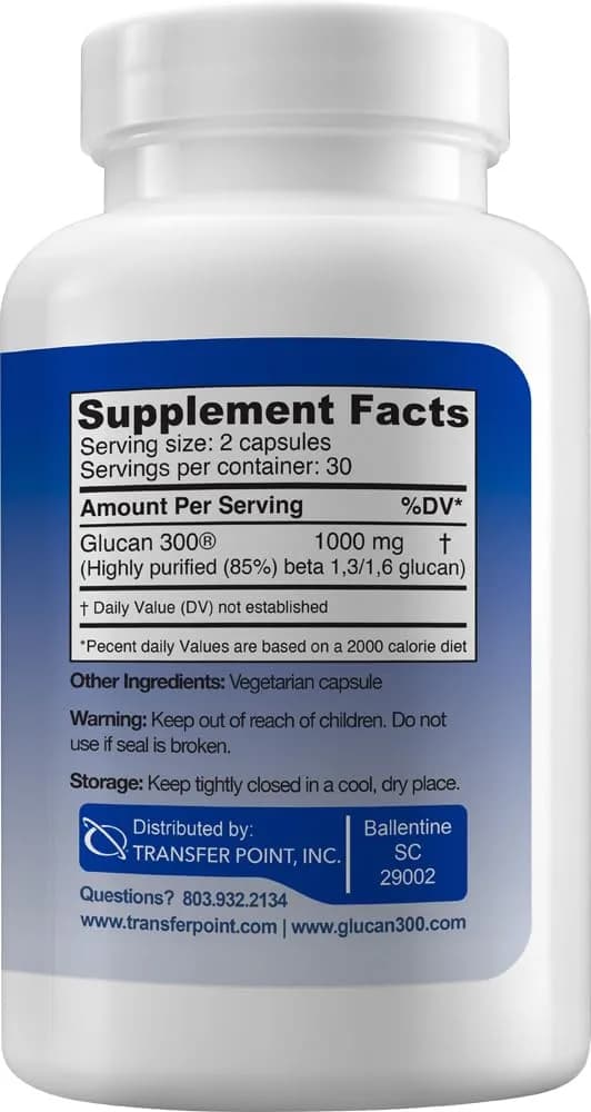 Transfer Point Immune Support Supplement Highly Purified Beta 1,3D Glucan 500 mg Capsules (360 Count) | Immune System Support - view 2