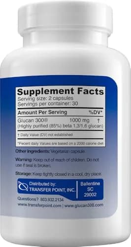 Transfer Point Immune Support Supplement Highly Purified Beta 1,3D Glucan 500 mg Capsules (360 Count) | Immune System Support thumbnail 2