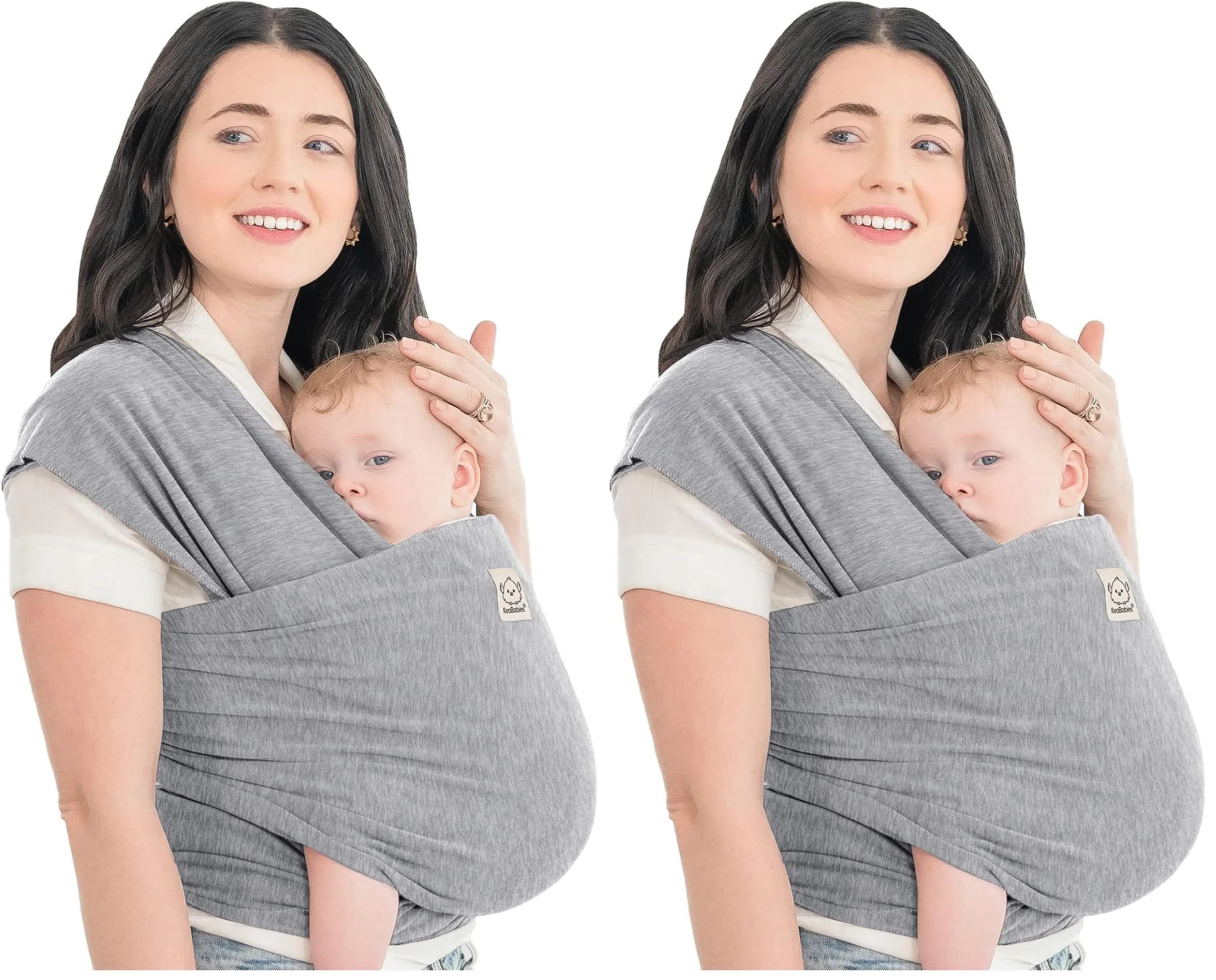 KeaBabies Original Baby Wrap Carrier - Classic Gray (Pack of 2) | Ergonomic, Breathable Fabric - main product image