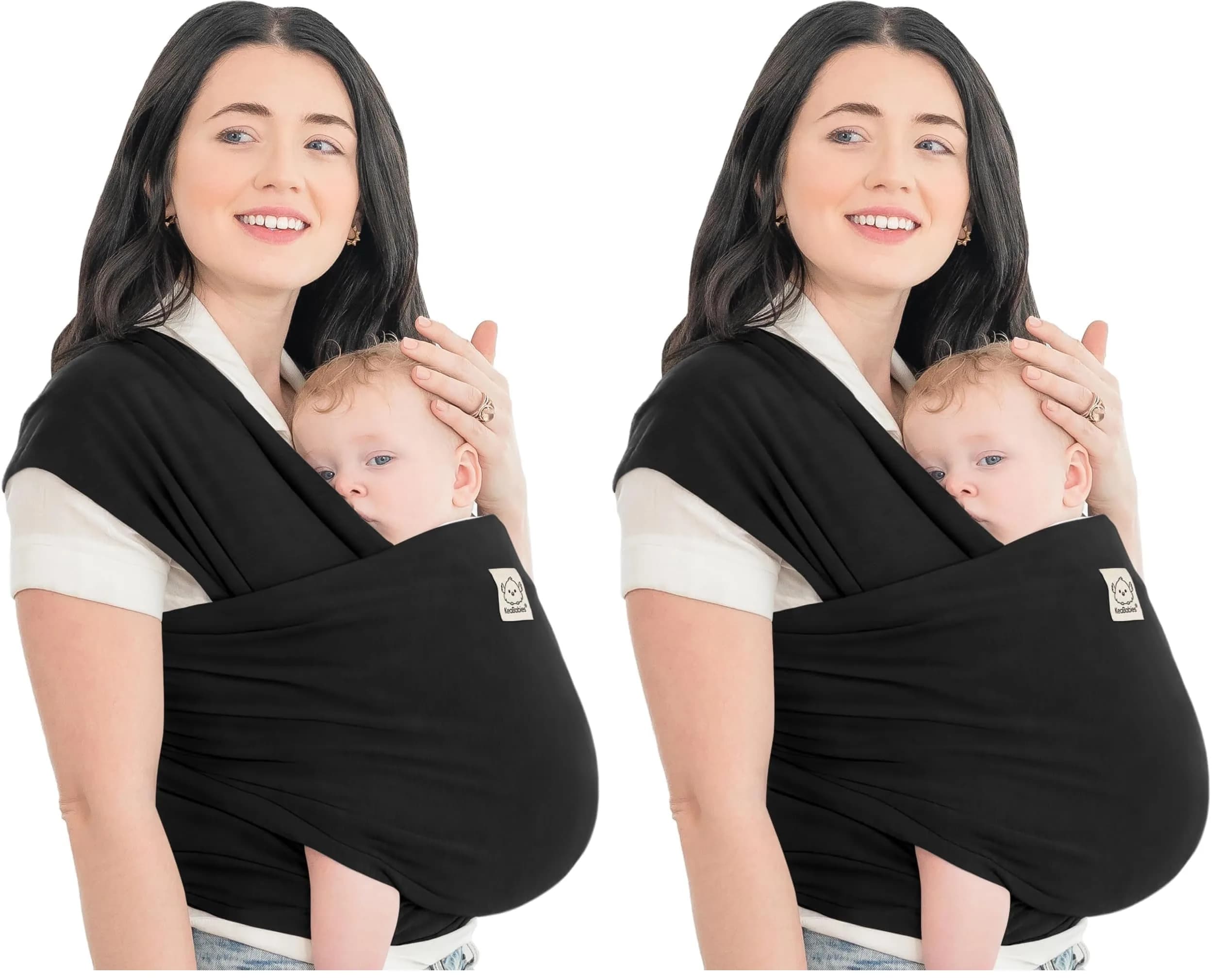 KeaBabies Original Baby Wrap Carrier - Trendy Black (Pack of 2) | Ergonomic, Breathable Fabric - main product image