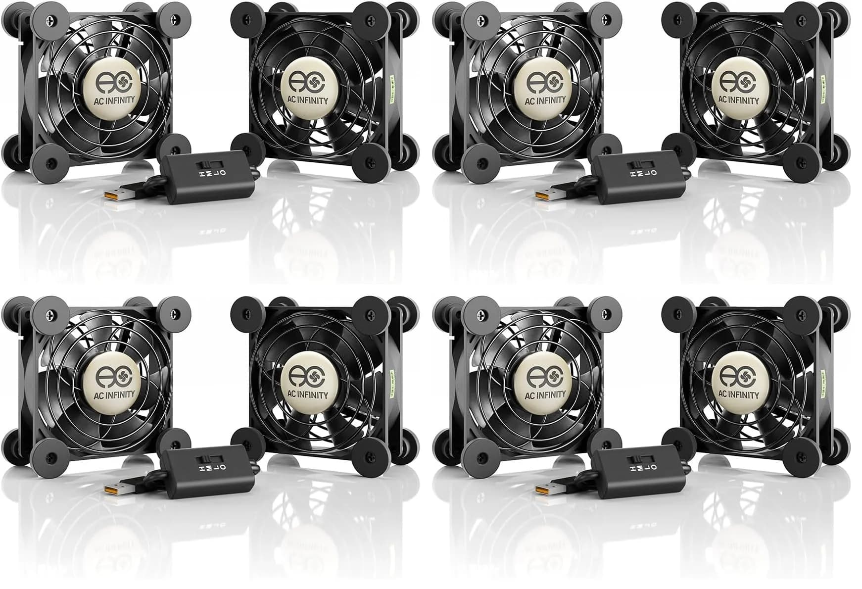AC Infinity MULTIFAN S5 Dual 80mm USB Cooling Fans (Pack of 4) | 52 CFM, 18 dBA, UL-Certified - main product image