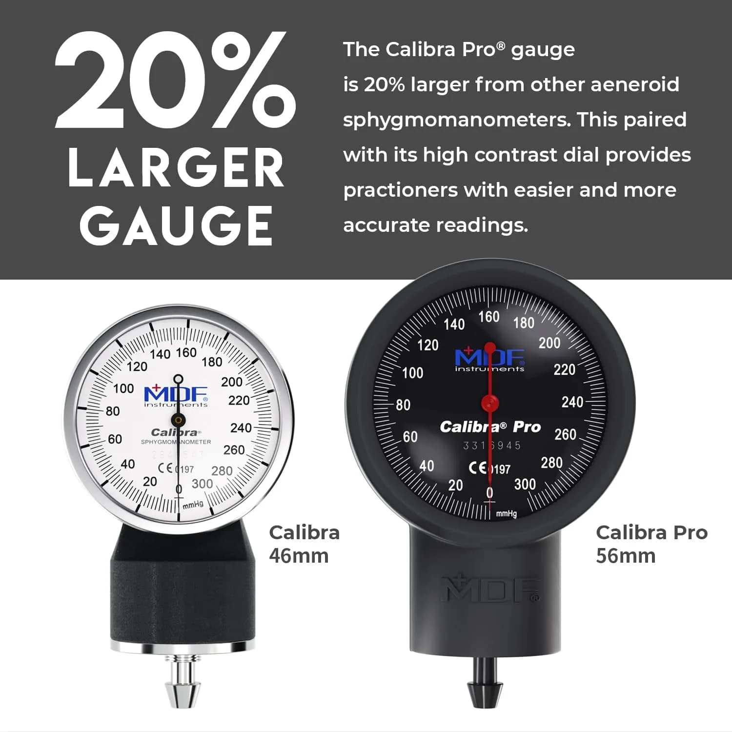 MDF Instruments Calibra Pro Aneroid Sphygmomanometer Pack of 3 | 12.7 cm (5 in) Adult Cuff, Lifetime Calibration - view 2