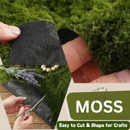 BYHER Green Artificial Moss Mat 30cm x 180cm (12" x 71") | Realistic Cloud Soft Feel for Crafts & Decor thumbnail 4