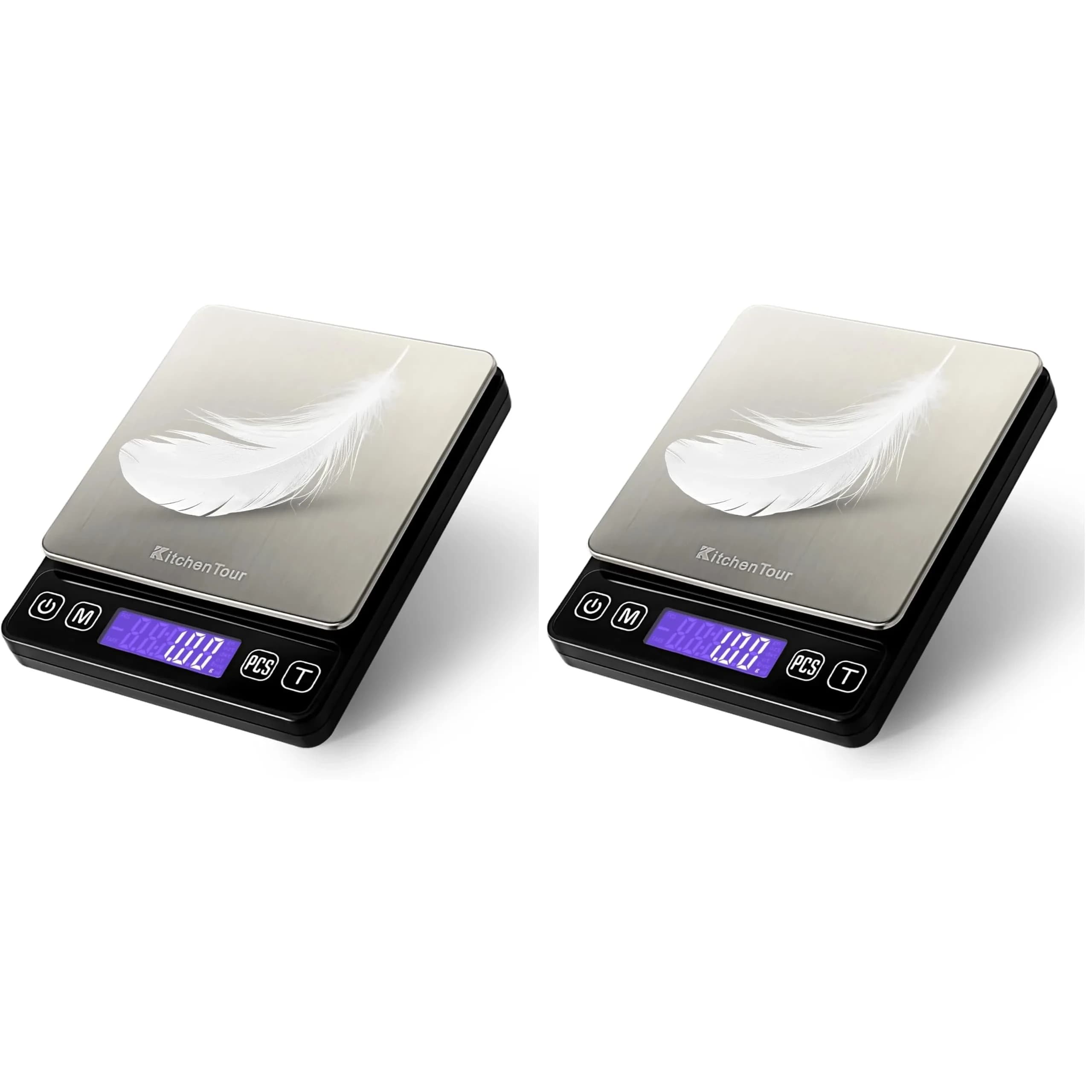 K KitchenTour Black Digital Kitchen Scale 500g x 0.01g (Pack of 2) | Precision Weighing for Coffee, Jewelry, and Ingredients — Pack of 2