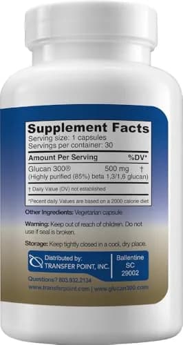 Transfer Point Immune Support Supplement Beta Glucan 500 mg Capsules (Pack of 2, 60 Count) | Immune Support Supplement thumbnail 2