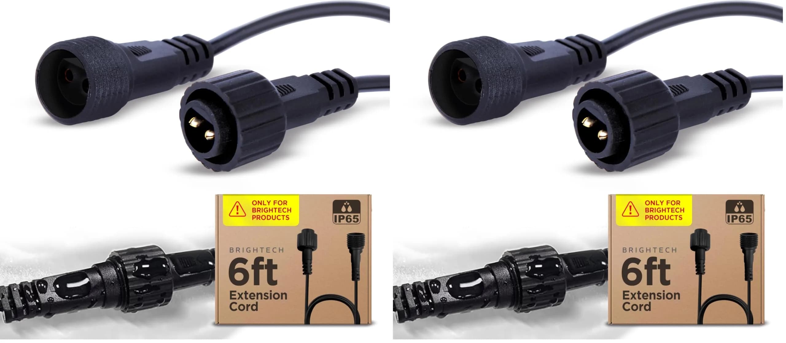 Brightech Ambience Pro Waterproof Extension Cable for Solar Outdoor String Lights, 6 Ft Pack of 2 | Rugged & Reliable - main product image
