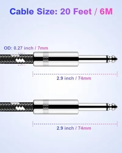 New Bee Guitar Cable 20 ft (6.1 m) | Low Noise High Fidelity thumbnail 3