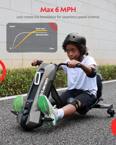 SaveJoy 24V Electric Go Kart for Kids 6-12 | 360° Spin Drift Cart, Black thumbnail 5