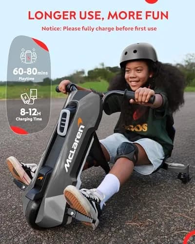 SaveJoy 24V Electric Go Kart for Kids 6-12 | 360° Spin Drift Cart, Black thumbnail 6