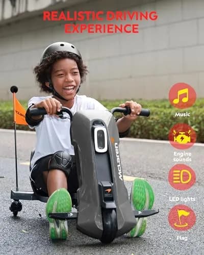 SaveJoy 24V Electric Go Kart for Kids 6-12 | 360° Spin Drift Cart, Black thumbnail 7
