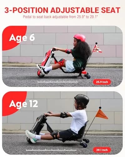 SaveJoy 24V Electric Go Kart for Kids 6-12 | 360° Spin Drift Cart, Black thumbnail 8