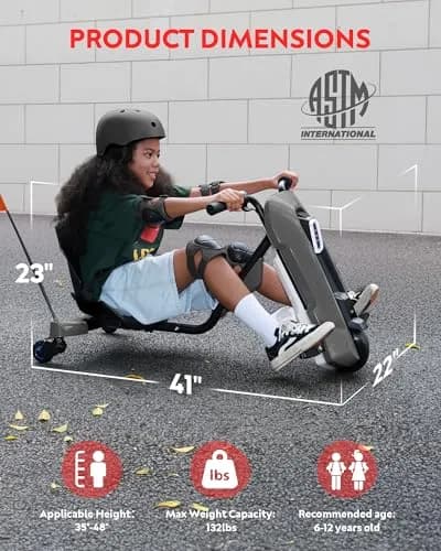 SaveJoy 24V Electric Go Kart for Kids 6-12 | 360° Spin Drift Cart, Black thumbnail 2