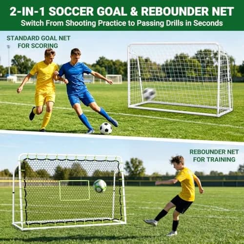 NAIZEA 2 in 1 Soccer Rebounder Net & Soccer Goal | Adjustable Angles for Skill & Multi-Sport Training thumbnail 2