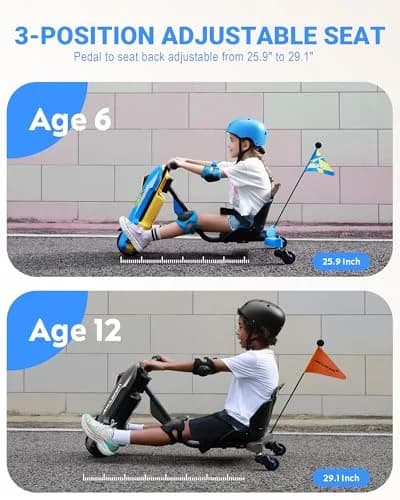 SaveJoy 24V Electric Go Kart for Kids 6-12 | 360° Spin Drift Cart, Blue thumbnail 8