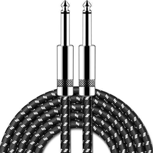 New Bee 10ft Straight Guitar Cable - Black White thumbnail 1