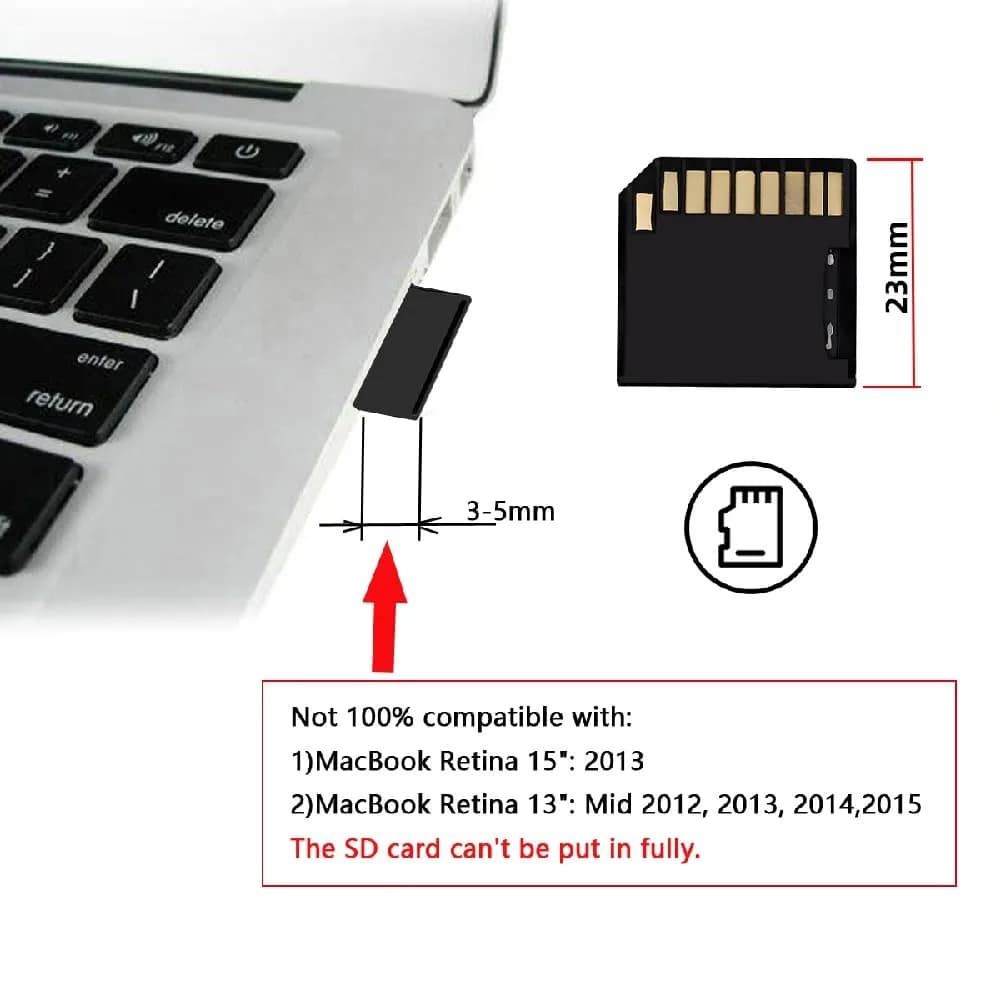 cablecc Low Profile SD Card Adapter 50cm (20mm) | 5-Pack Black for Mac Laptops with 512GB Micro SD Support - view 5