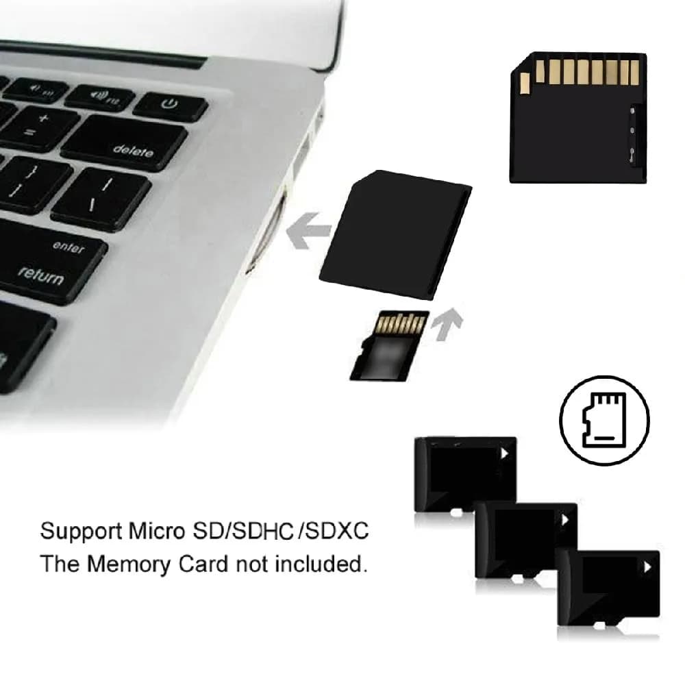 cablecc Low Profile SD Card Adapter 50cm (20mm) | 5-Pack Black for Mac Laptops with 512GB Micro SD Support - view 2
