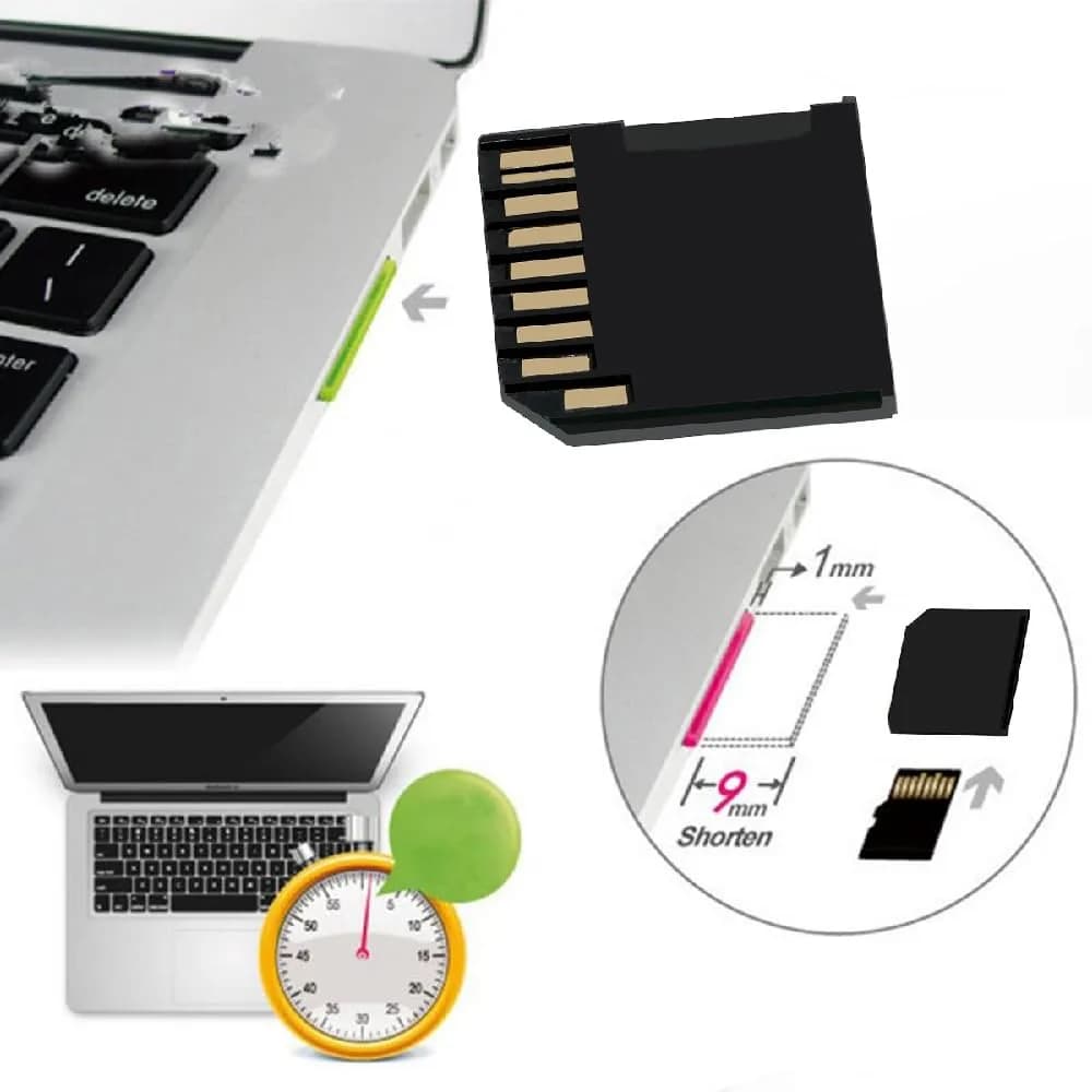 cablecc Micro SD to SD Card Adapter | Low Profile Short Body for Mac Laptops, 512GB Max Capacity - view 4