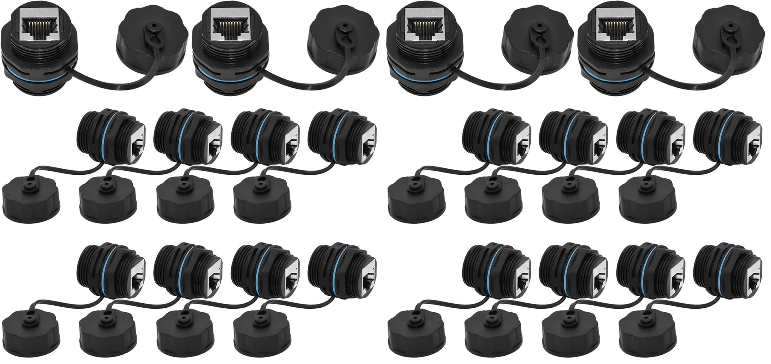 ANMBEST 10PCS Shielded CAT6 RJ45 Waterproof Ethernet Connector with Dust Cap - main product image