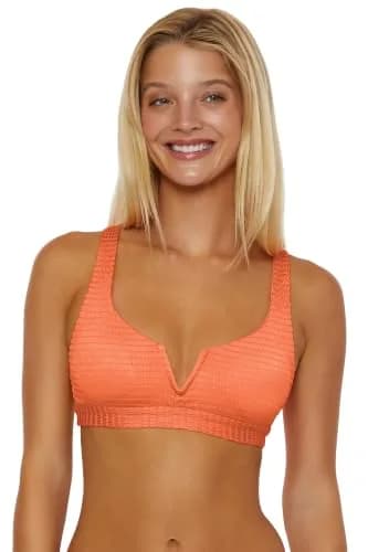 ISABELLA ROSE Maza Women's V-Wire Bralette Bikini Top, Adjustable, Tie Back, Swimwear Separates for Women, Poppy, Medium | Supportive & Stylish Beachwear thumbnail 1