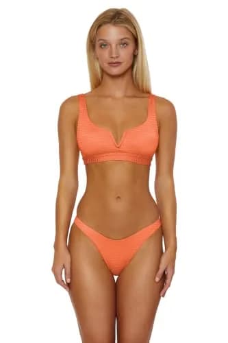 ISABELLA ROSE Maza Women's V-Wire Bralette Bikini Top, Adjustable, Tie Back, Swimwear Separates for Women, Poppy, Medium | Supportive & Stylish Beachwear thumbnail 6
