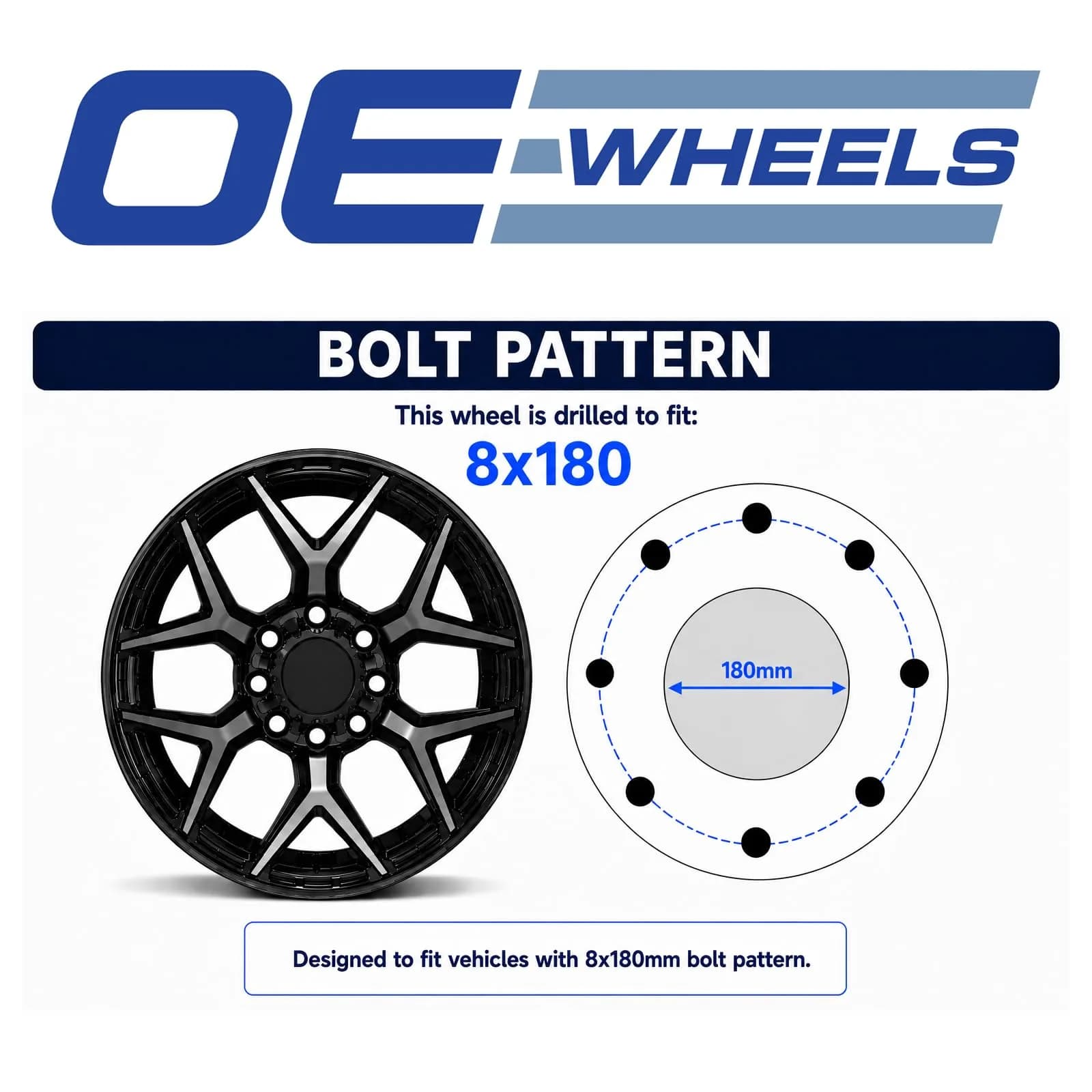 OE Wheels CV70B 20x8.5 Polished Rim | 8x180 Bolt Pattern, 47ET Offset, Aluminum thumbnail 6