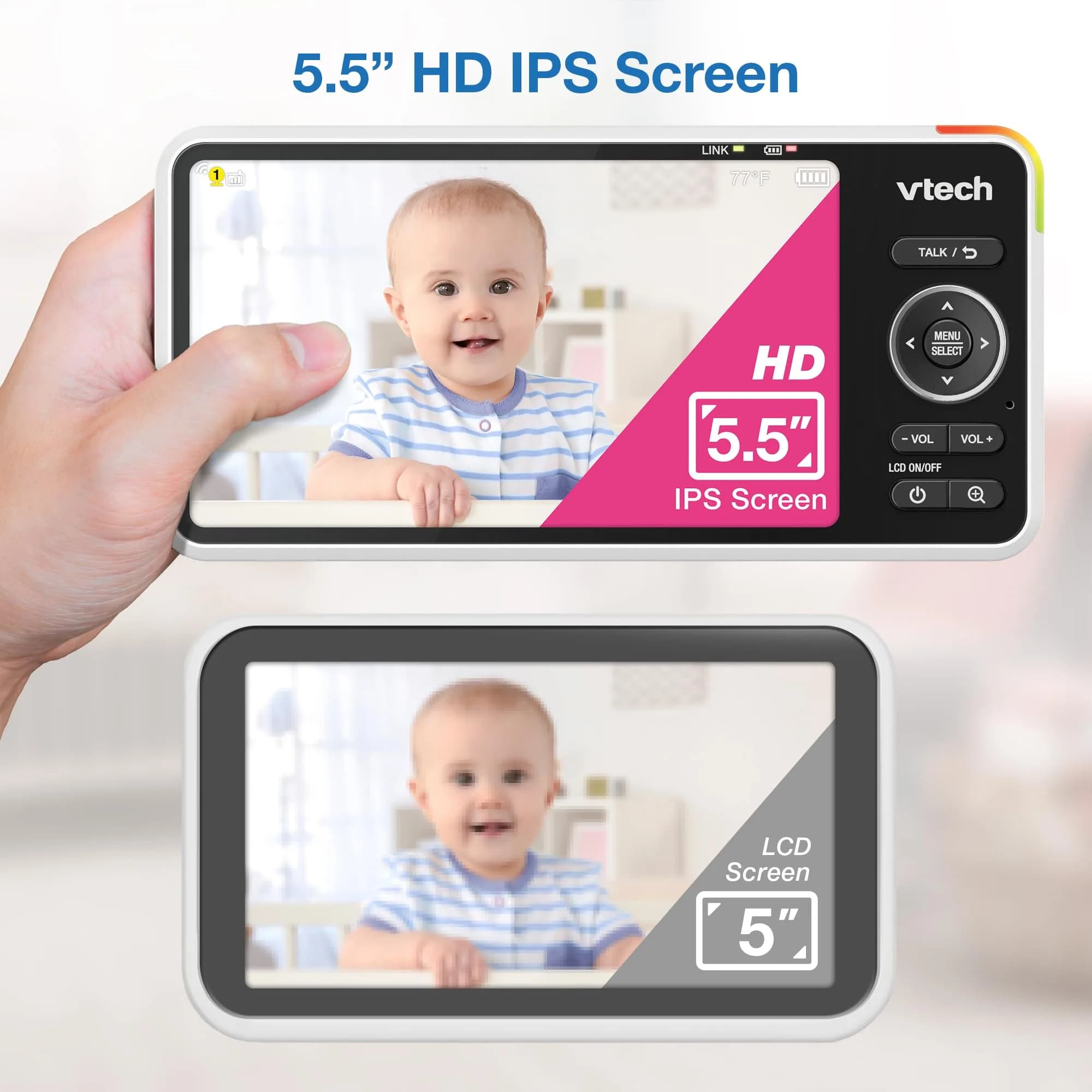VTech Smart WiFi Baby Monitor with 2x 2K Cameras & 5.5" Split-Screen Unit | Dual Room Viewing - view 5