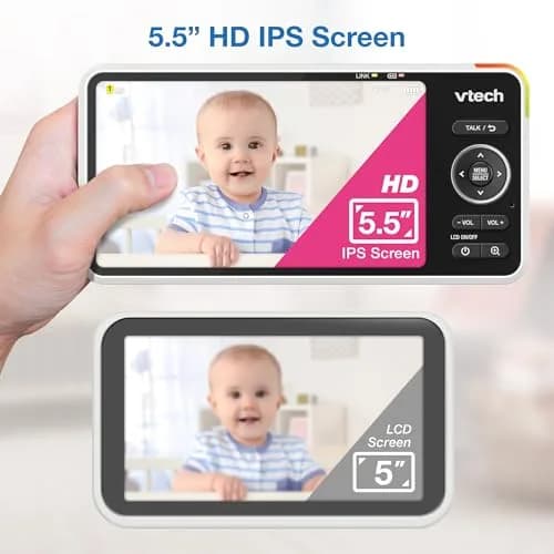 VTech Smart WiFi Baby Monitor with 2x 2K Cameras & 5.5" Split-Screen Unit | Dual Room Viewing thumbnail 5
