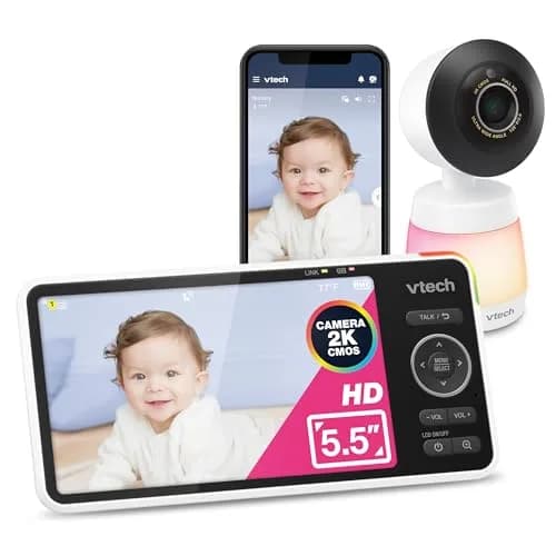VTech Smart WiFi Baby Monitor with 2x 2K Cameras & 5.5" Split-Screen Unit | Dual Room Viewing thumbnail 1