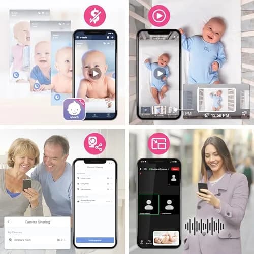 VTech Smart WiFi Baby Monitor with 2x 2K Cameras & 5.5" Split-Screen Unit | Dual Room Viewing thumbnail 2