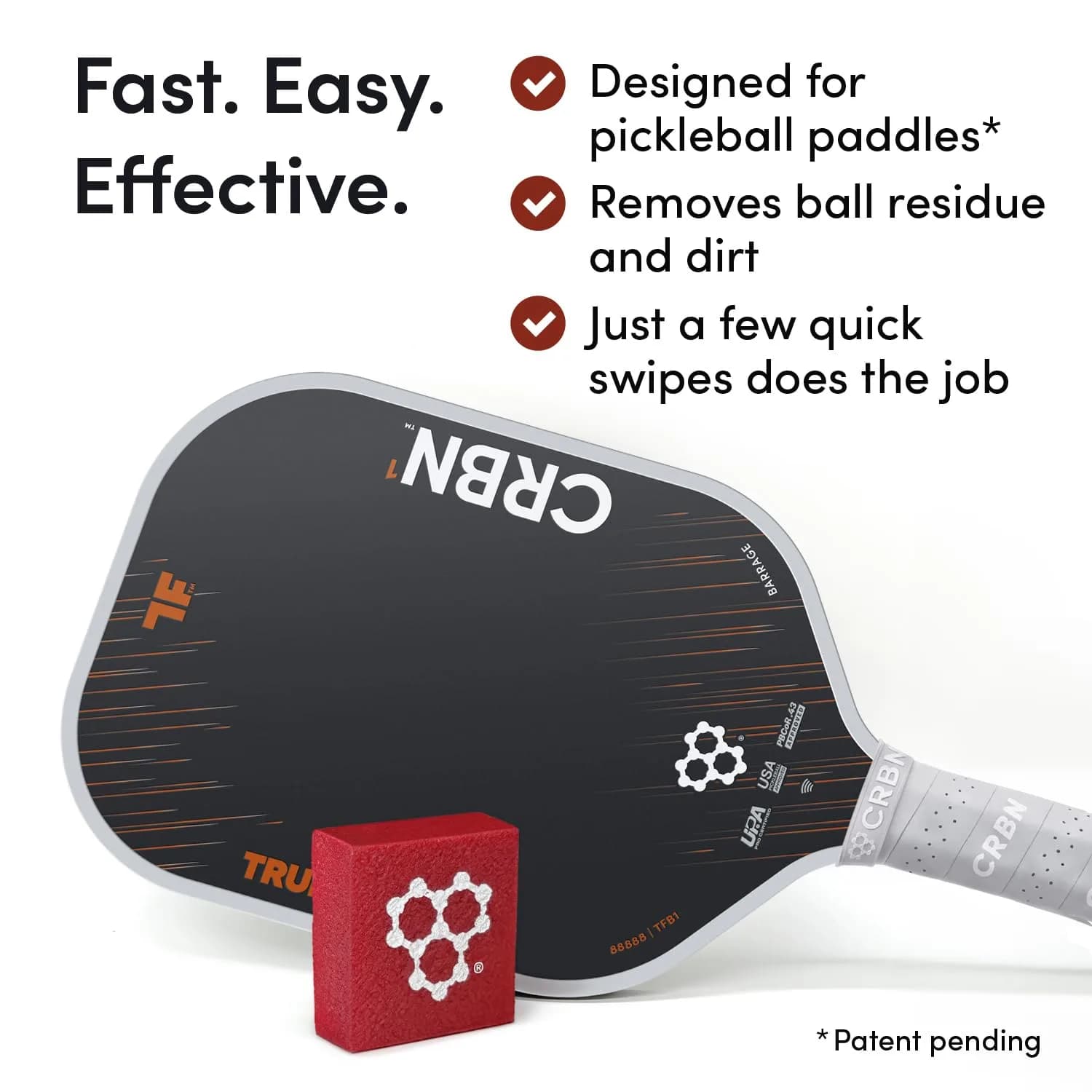 CRBN Pickleball Paddle Eraser Blue 1-Pack | Cleans Carbon Fiber Paddles - view 3