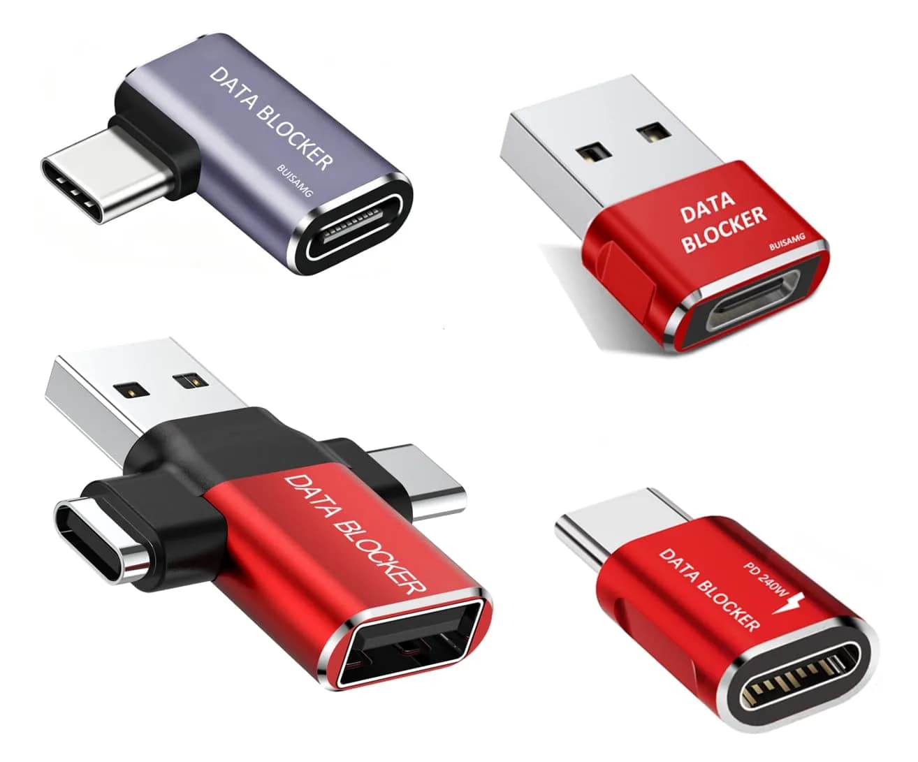 BUISAMG USB C Data Blocker - L-4 Kinds | Protects Against Juice Jacking - main product image