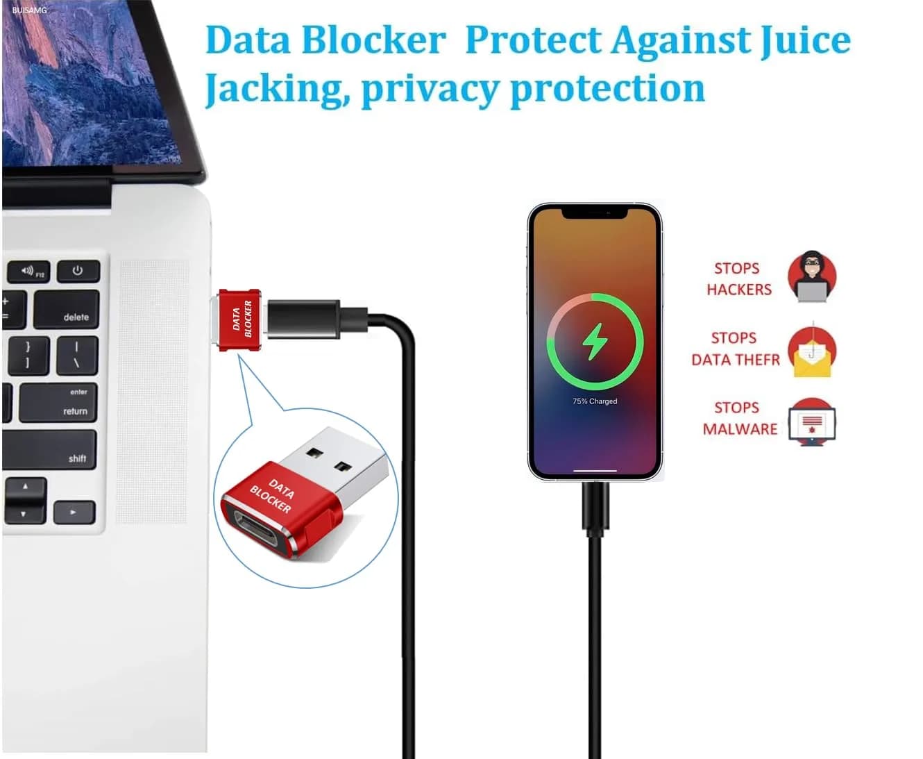 BUISAMG USB C Data Blocker - L-4 Kinds | Protects Against Juice Jacking - view 4