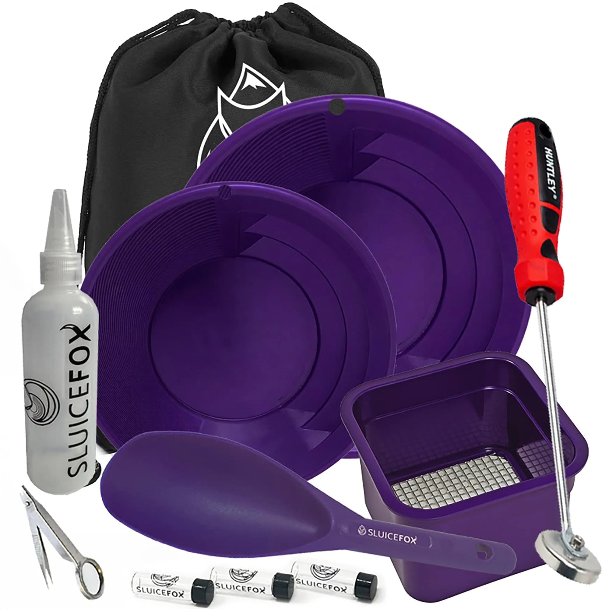 Sluice Fox Gold Panning Kit with Classifier, 2 Pans & Backpack - Purple | Prospecting Equipment — Purple