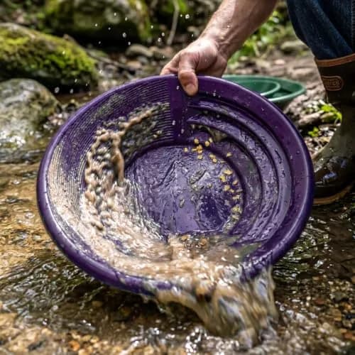 Sluice Fox Gold Panning Kit with Classifier, 2 Pans & Backpack - Purple | Prospecting Equipment thumbnail 5