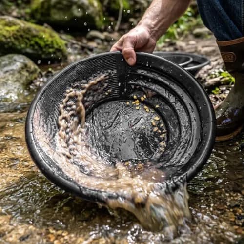 Sluice Fox Gold Panning Kit with 12" Pocket Sluice & 2 Gold Pans - Black | Prospecting Equipment for Gold thumbnail 5
