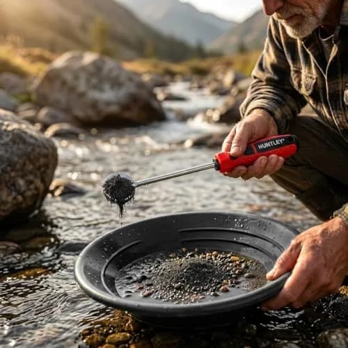 Sluice Fox Gold Panning Kit with 12" Pocket Sluice & 2 Gold Pans - Black | Prospecting Equipment for Gold thumbnail 7