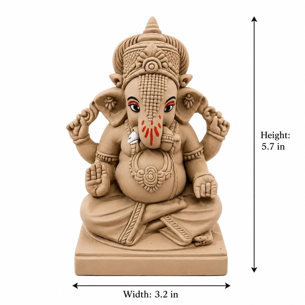 KSI Handmade Ekdant Dagdusheth Ganesh Mukut Idol | Natural Clay Ganesha Murti for Home Temple, Office & Pooja | Eco-Friendly Terracotta Statue | Ganesh Chaturthi Decoration & Gift | 14.5 cm thumbnail 2