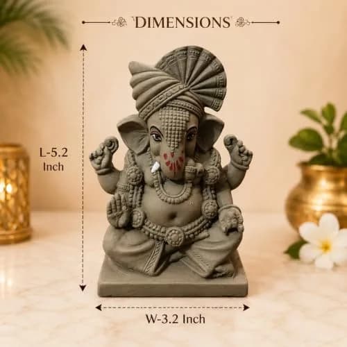 KSI Handmade Clay Ganesh Idol 13.2 cm (5.2 Inch) | Eco-Friendly Mitti Ganpati Murti for Home Decoration thumbnail 5