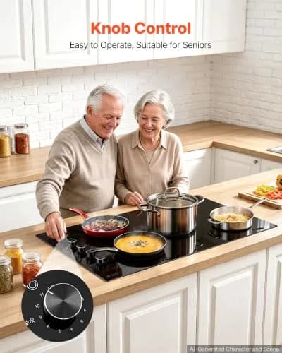 VEVOR 36-inch 5-Burner Electric Cooktop 8800W 220V | Built-in Ceramic Radiant Stove with 11 Heat Levels & Timer thumbnail 5