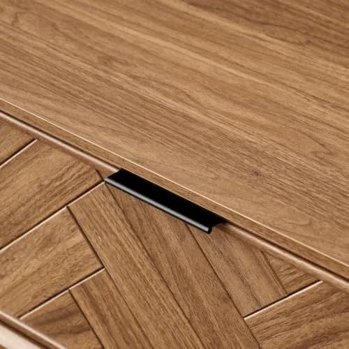 mopio Axis 47" Herringbone Walnut Coffee Table | Industrial Design with Reinforced Metal Legs thumbnail 4
