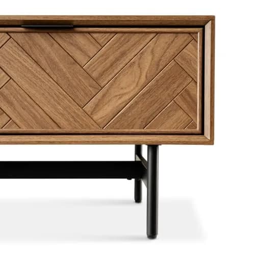 mopio Axis 47" Herringbone Walnut Coffee Table | Industrial Design with Reinforced Metal Legs thumbnail 5