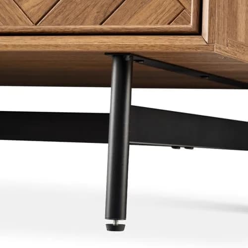 mopio Axis 47" Herringbone Walnut Coffee Table | Industrial Design with Reinforced Metal Legs thumbnail 7